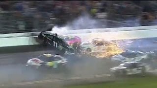 Denny Hamlin Airborne During Huge Wreck  Coke Zero 400 Daytona [upl. by Notrom]