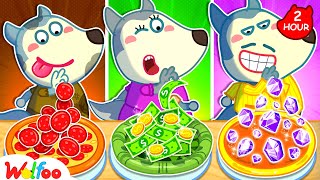 Rich vs Broke Vs Giga Rich Pizza  Family Cooking Challenge  Wolfoo Family [upl. by Suoirtemed741]