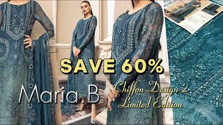 Maria B Chiffon D2👗 Save 60  Party Wears  Pakistan Designer Dresses😍  Replica 2023 [upl. by Ecnarret588]