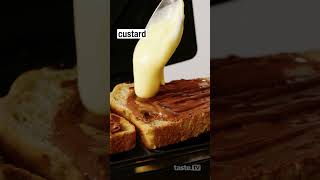 How to make Nutella custard bread amp butter pudding jaffles  tastecomau [upl. by Marshall819]