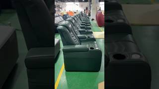 Green leather theater recliners with power headrest [upl. by Gabe893]