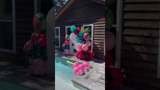 Love Island themed Birthday balloon backdrop hawaian tropical flamingo diy balloongarland bday [upl. by Charters]