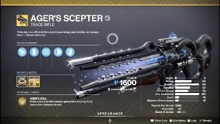 Agers Scepter Exotic Weapon amp Catalyst – Destiny 2 [upl. by Alled]