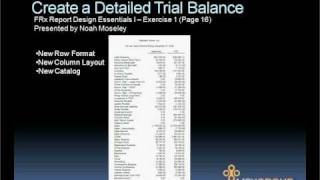 Microsoft FRx Report Design Essentials I Exercise 1  Detailed Trial Balance [upl. by Maddeu]