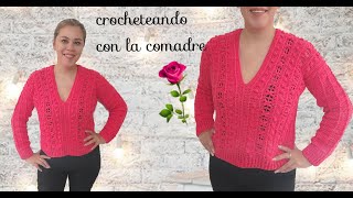 😍⭐suéter tejido a crochet con dos rectángulos fácil y rápido con la comadre [upl. by Rotow]