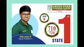 SRIJANR  NEET 2020  TAMILNADU 1ST  VELLAKOVIL  GREEN PARK NAMMAKAL  TAMILNADU TOPPER [upl. by Acilgna591]