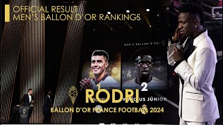 BALLON DOR 2024  OFFICIAL MENS BALLON DOR RANKINGS amp THE WINNER [upl. by Seed]