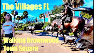 The Villages Florida  Walking Brownwood Town Square [upl. by Kcirdnek941]