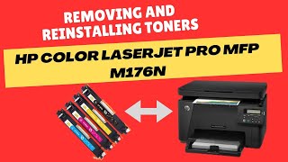 HP COLOR LASERJET PRO MFP M176n TONER REPLACEMENT [upl. by Lemaj351]