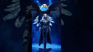 A woman performs a fusion with the giant eagle on AGT americasgottalent magic aiart shorts [upl. by Anivla]