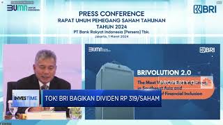 BRI Bagikan Dividen Rp319 Per Lembar Saham [upl. by Huttan]