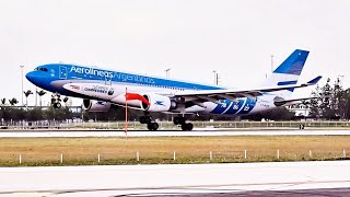 Miami Airport Action Aerolíneas Argentinas A330 SKY Lease 747 Landing Atlas Air 777 Takeoff [upl. by Avner778]