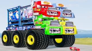 Crazy Escape From The Giant Tanker Truck Zombie Monster Eater VS Lightning McQueen Beamng Drive 341 [upl. by Evangelina]