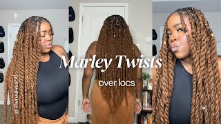 Marley Twists over Locs  2 Strand Twists  VashtiDenise [upl. by Ardnama]