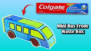 How to make mini Bus from Box  Cardboard Mini Bus [upl. by Ansell434]