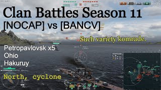 WoWs NOCAP vs BANCV Petropavlovsk on North Cyclone  Clan Battles Season 11 [upl. by Deckert]