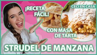 Cómo hacer STRUDEL DE MANZANA 🍎 con MASA DE TARTA pascualina  Receta fácil y rápida [upl. by Adav]