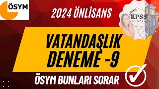 2024 ÖNLİSANS ORTAÖĞRETİM VATANDAŞLIK DENEME 9 kpss2024 kpssvatandaşlık kpssdeneme kpss2024 [upl. by Anuahsat]