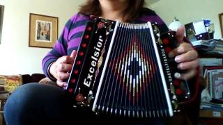 Excelsior Button Accordion Organetto MMM 2 Bassi in A La 500 [upl. by Lacym]