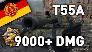 World of Tanks  T55A  9000 Damage [upl. by Alikee]