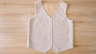 How To Sew Reversible Vest  Learn To Sew Shirt With Lining  Thuy Sewing [upl. by Zilevi]