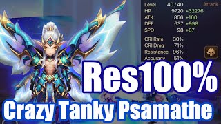 【Summoners War RTA】WTF Res100 Crazy Tanky Psamathe Debut🤣🤣🤣 [upl. by Aihtebat597]