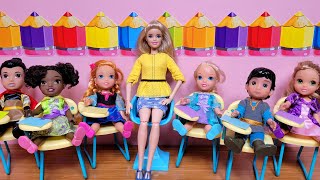 Elsa amp Anna toddlers at school  Barbie dolls  rhyme game [upl. by Arihppas]