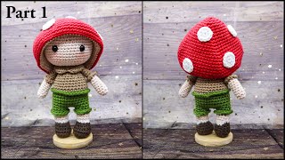 TREYTON THE TOADSTOOL  PART 1  SHOES amp LEGS BODY COLLAR  HOW TO CROCHET AMIGURUMI TUTORIAL [upl. by Doniv]