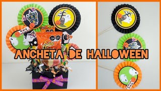 Ancheta de Halloween Como hacer rosetones de cartulina Arreglo de dulces de Halloween [upl. by Alyled404]