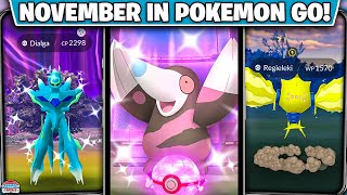 November in Pokémon GO Dialga amp Palkia Origin Forme Raids Zacian Zamazenta amp More [upl. by Afital948]