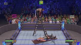 WWE 2K22 Swanton Bomb off the ladder onto a table [upl. by Ellehciram]