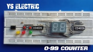 099 digit counter circuitCD 4026 ic 7 segment display 7segmentdisplay ne555 breadboard [upl. by Stubbs]