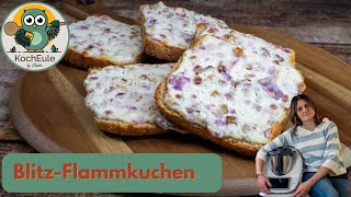 BlitzFlammkuchen Brötchen  schneller Snack in 5 Minuten im Ofen Thermomix® TM6 TM5 [upl. by Anieral]