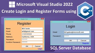 Create Login and Register Forms Using C and Visual Studio 2022 with SQL Server [upl. by Nohsav]