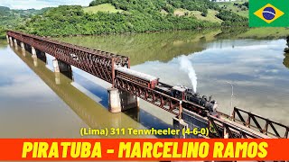 Cab Ride Steam Train Piratuba  Marcelino Ramos quotTrem das Termasquot Brazil train drivers view 4K [upl. by Ainahtan]