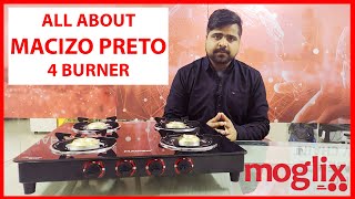 Macizo Preto 4 Burner Manual Ignition Black Glass Gas Stove Review  Best 4 Burner Gas Stove [upl. by Oribel]