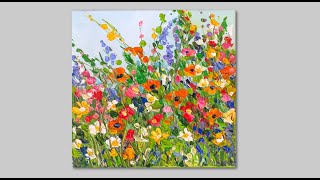 Abstract Acrylic Wildflower palette Knife Painting [upl. by Veriee73]