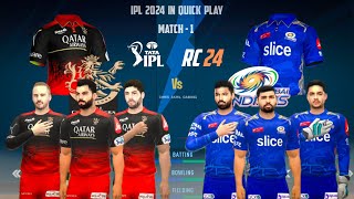 IPL 2024 in Quick Play Real Cricket™ 24  RCB vs MI  Match  1  RC24 New Patch [upl. by Aicila]