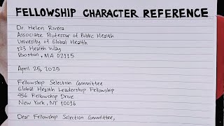 How To Write A Fellowship Character Reference Letter Step by Step Guide  Writing Practices [upl. by Eihctir769]