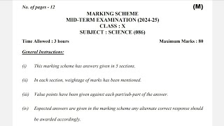 science Answer key Class 10 Midtermmorning shift 20242025  Answerkey science halfyearlyexam [upl. by Eldin]