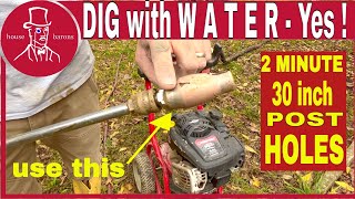 How to Set a Fence Post in Concrete  Dig a Post Hole with Pressure Washer [upl. by Fenn89]