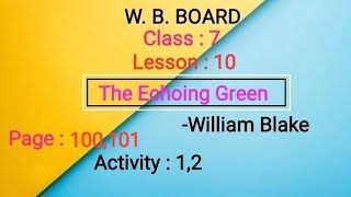 w b board class 7 english lesson 10 activity 12 page 100101 [upl. by Orgalim834]