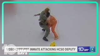 Video captures inmate attacking deputy at Hillsborough County jail [upl. by Ellennoj]