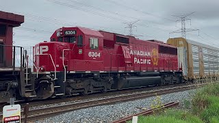 SD603 CPKC 137 CP 9832 CP 9761 and CP 6304 at Hornby [upl. by Annoek]