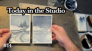 Printing a Hasui Woodblock Print Snow Village mokuhanga woodblockprinting printmaking [upl. by Goerke]