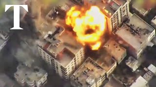 Israel Defence Force releases footage of devastating aerial bombardment of Gaza [upl. by Arva525]