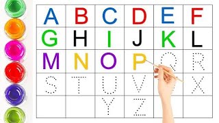 A to Z Kids rhymes collection for writing along dotted lines for toddler Alphabet ABC song 46 [upl. by Bayless55]