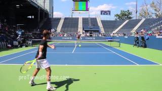 Monfils v Gasquet 2015 US Open practice [upl. by Atinuhs]