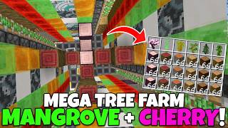 MEGA TREE FARM Tutorial Mangrove  Cherry 8 Type Universal Tree Farm Minecraft Bedrock MCPE [upl. by Garzon]