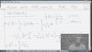 Extra Math Lecture 3 Mean and Variance for the uniform distribution [upl. by Yro]